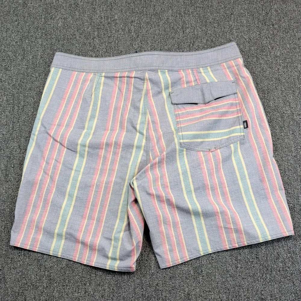 Vans Retro Striped Board Shorts 36 Multi Color Cotton Blend Surf Skate Trunks